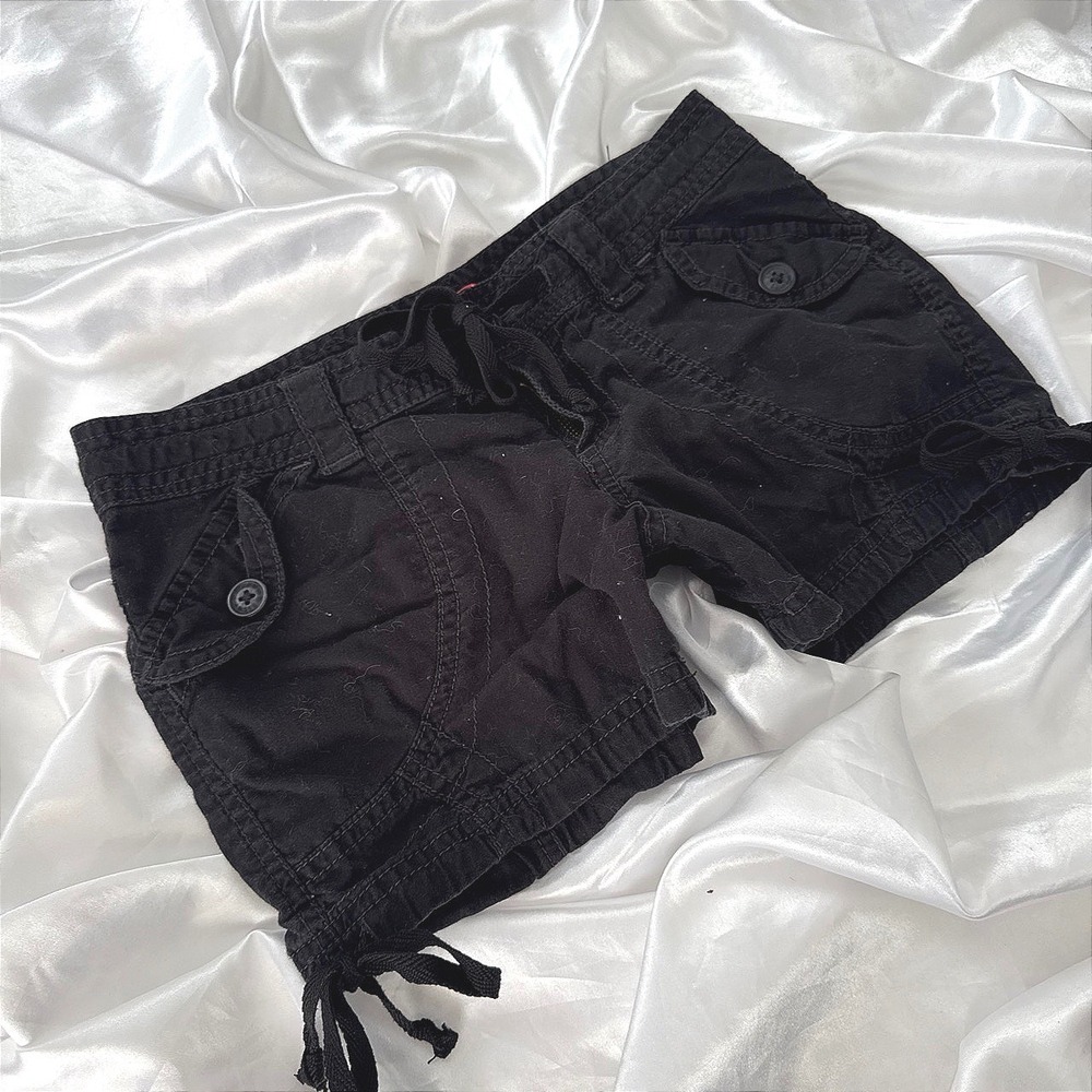 Unionbay Black Cargo Shorts Low Rise Y2K Cotton Utility Pockets Size 0